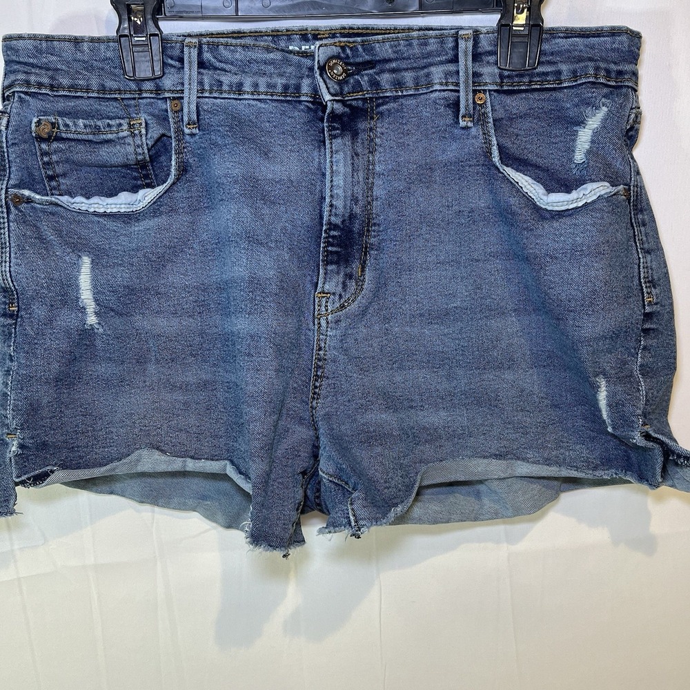 Denizen from Levi's Women's 14 W32 Blue High Rise Cut Off Distressed Shorts